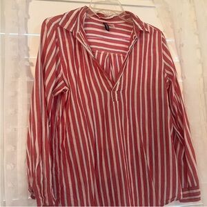 H&M Red and White Striped Blouse